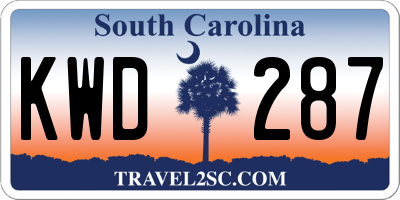 SC license plate KWD287