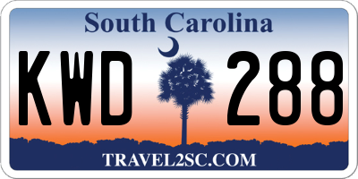 SC license plate KWD288