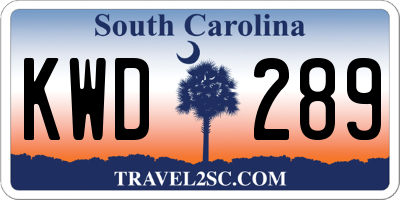 SC license plate KWD289