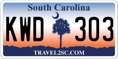 SC license plate KWD303