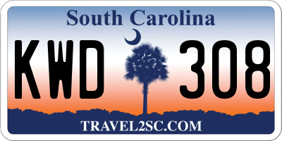 SC license plate KWD308