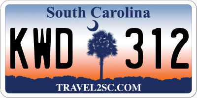 SC license plate KWD312