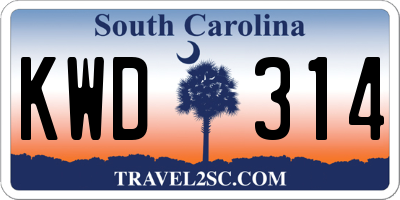 SC license plate KWD314