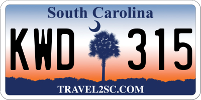 SC license plate KWD315