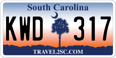 SC license plate KWD317