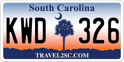 SC license plate KWD326