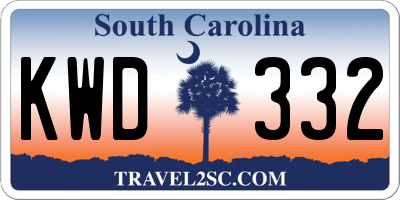 SC license plate KWD332