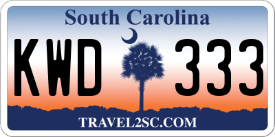 SC license plate KWD333