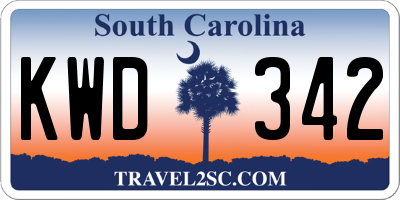 SC license plate KWD342