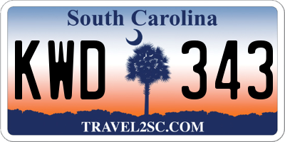 SC license plate KWD343