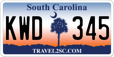 SC license plate KWD345
