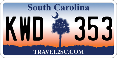 SC license plate KWD353
