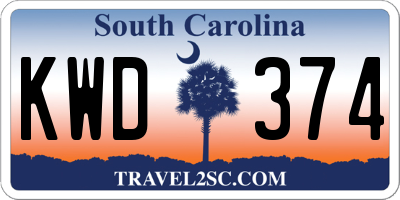SC license plate KWD374