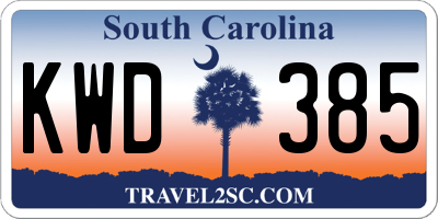 SC license plate KWD385