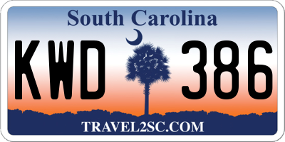 SC license plate KWD386