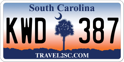 SC license plate KWD387