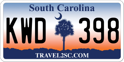 SC license plate KWD398