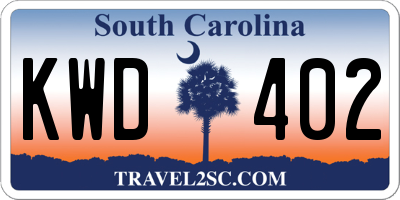 SC license plate KWD402