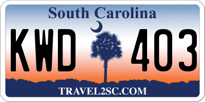 SC license plate KWD403