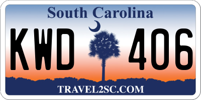SC license plate KWD406