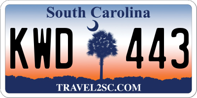 SC license plate KWD443