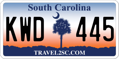 SC license plate KWD445