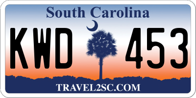 SC license plate KWD453