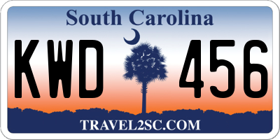 SC license plate KWD456
