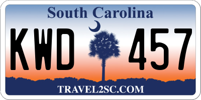 SC license plate KWD457