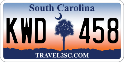 SC license plate KWD458