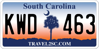 SC license plate KWD463