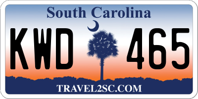 SC license plate KWD465