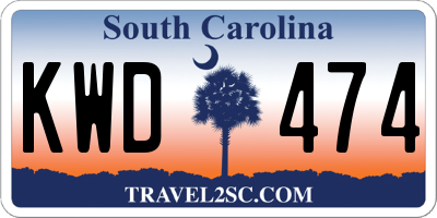 SC license plate KWD474