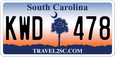 SC license plate KWD478