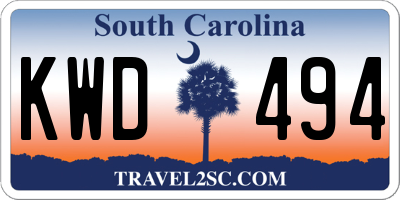 SC license plate KWD494