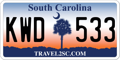 SC license plate KWD533