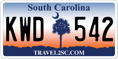 SC license plate KWD542