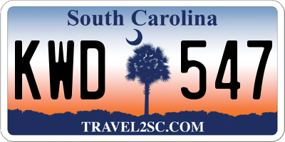 SC license plate KWD547