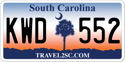 SC license plate KWD552