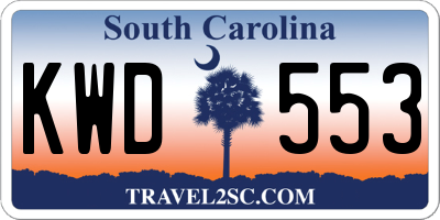 SC license plate KWD553
