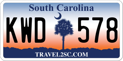 SC license plate KWD578