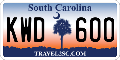 SC license plate KWD600