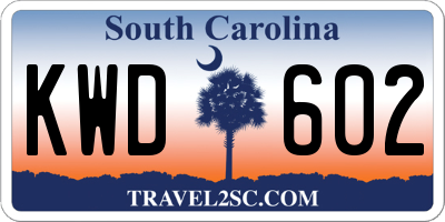 SC license plate KWD602