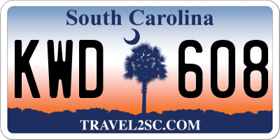 SC license plate KWD608
