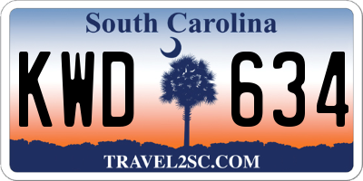 SC license plate KWD634