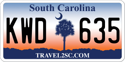 SC license plate KWD635