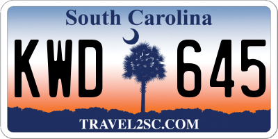 SC license plate KWD645