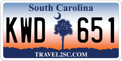SC license plate KWD651