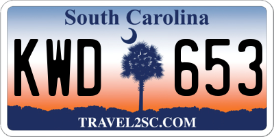 SC license plate KWD653