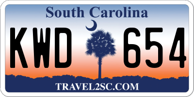 SC license plate KWD654